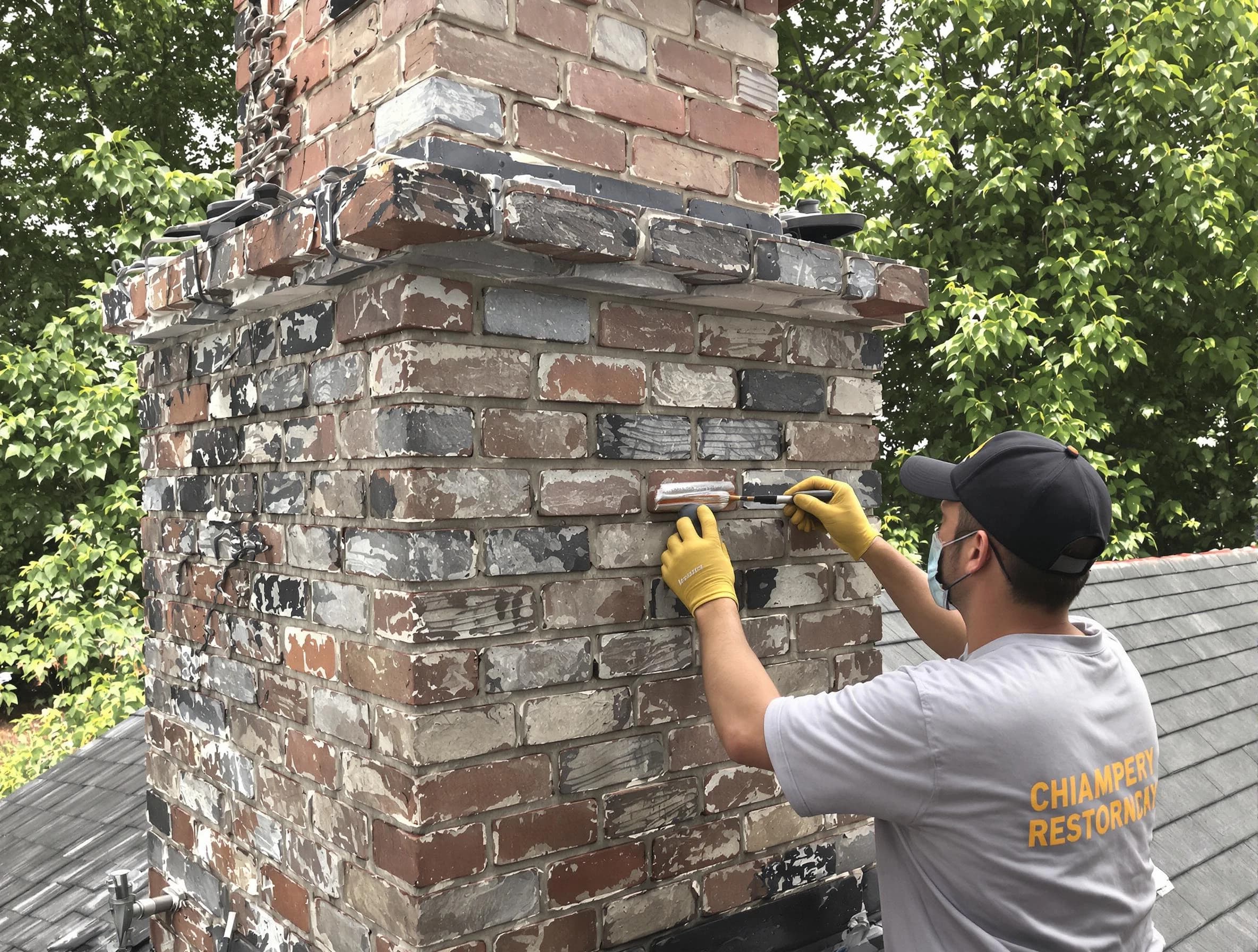 In-progress chimney restoration by Plain City Chimney Sweep in Plain City, UT