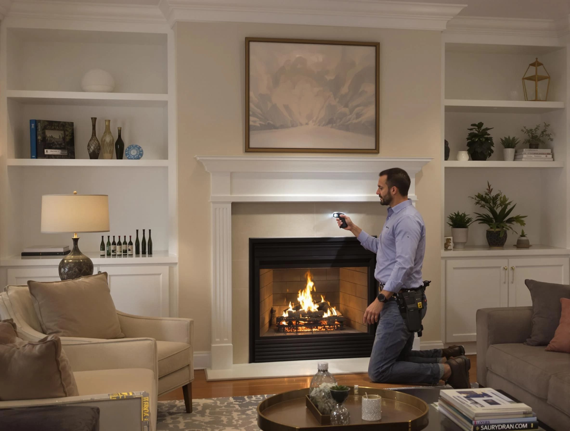 Plain City Chimney Sweep conducting a fireplace safety inspection in Plain City, UT