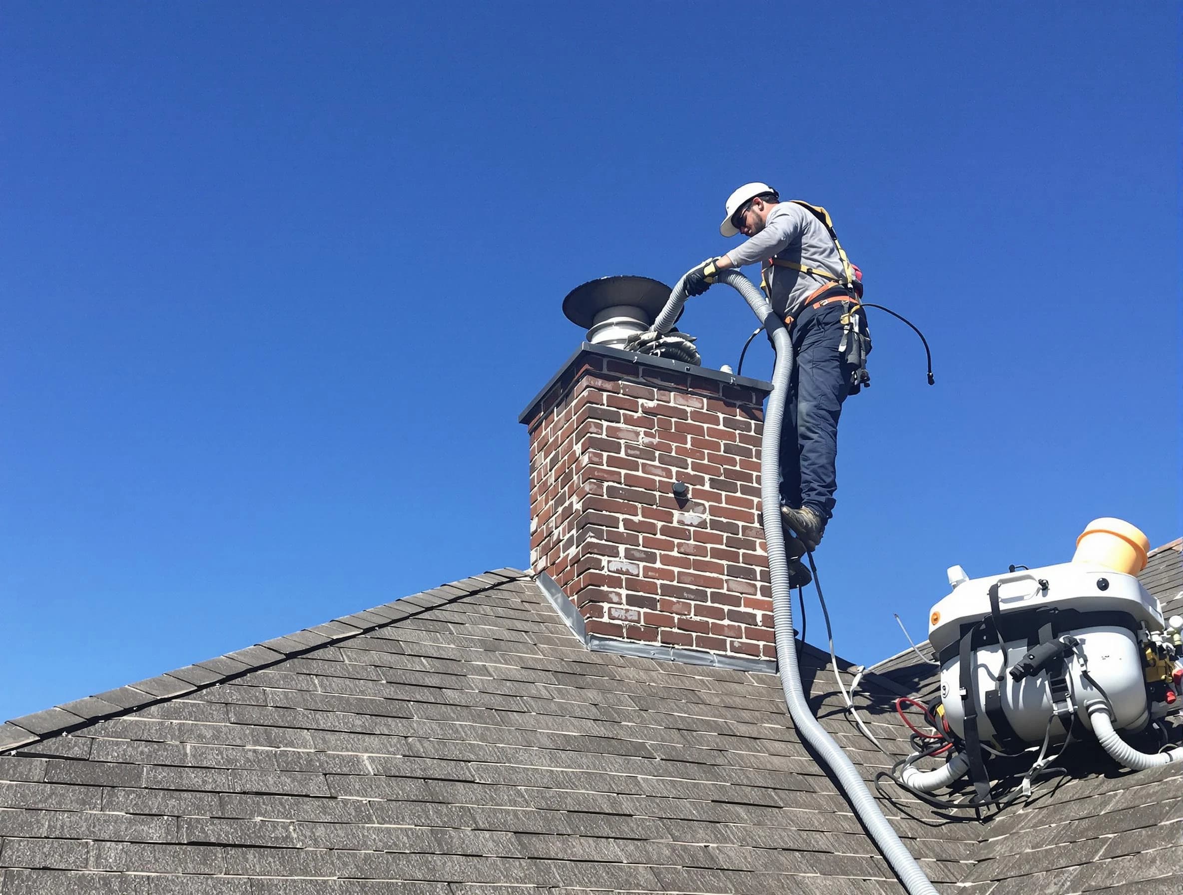 Dedicated Plain City Chimney Sweep team member cleaning a chimney in Plain City, UT