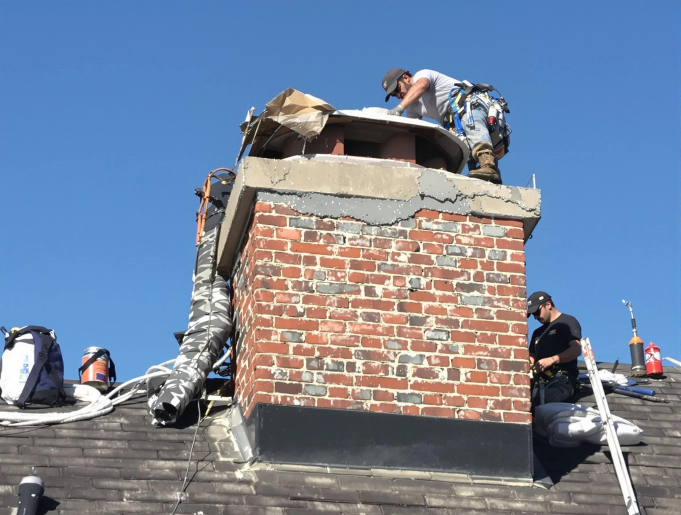 Plain City Chimney Sweep installing a custom chimney crown in Plain City, UT