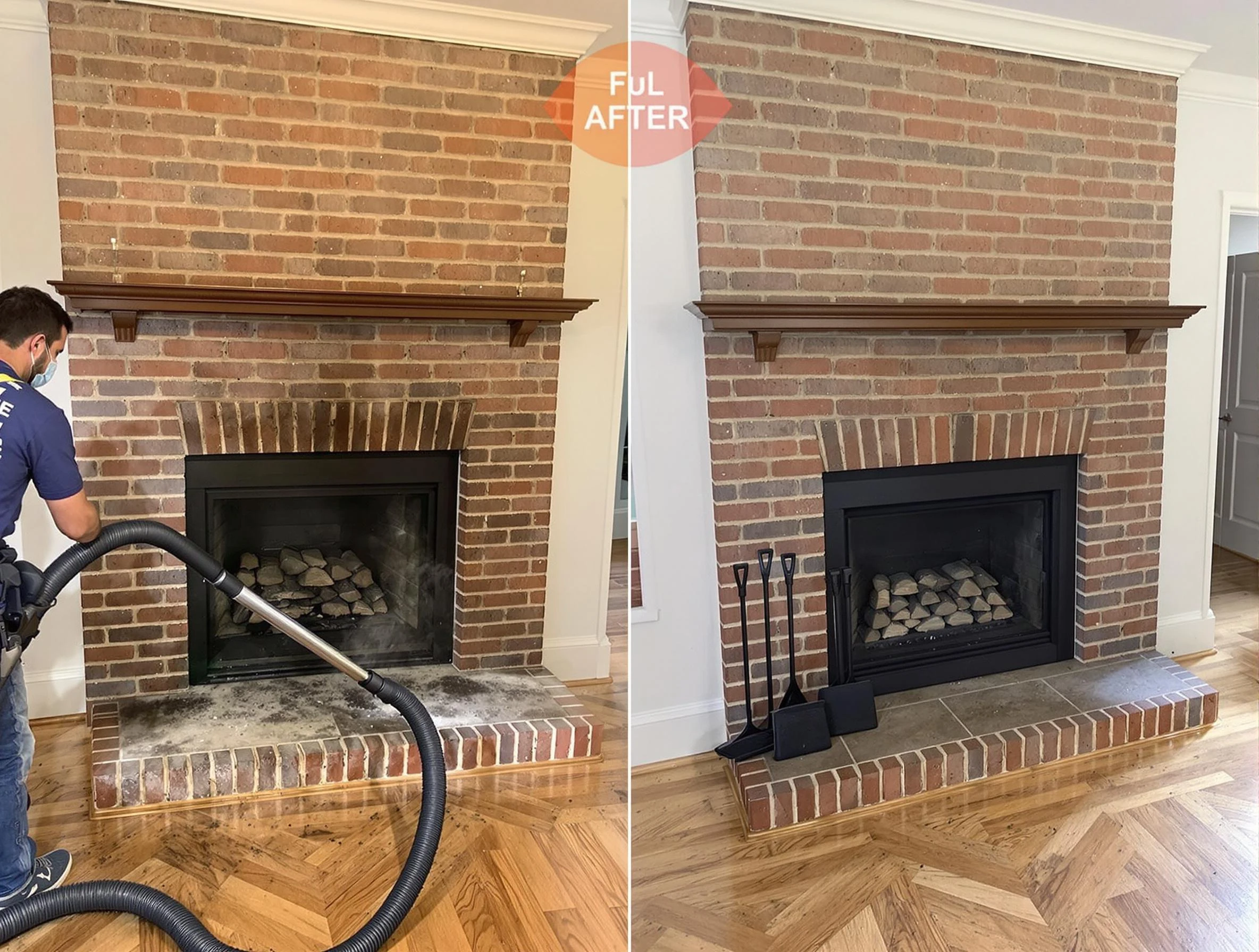 Plain City Chimney Sweep carefully sanitizing a fireplace in Plain City, UT